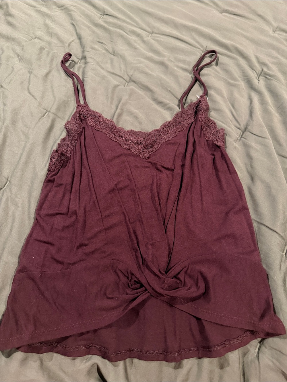 American Eagle Outfitters Lace Trim Burgundy Tank Top
